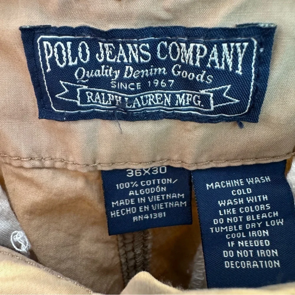 Vintage Polo Jeans Co Cargo Pants Mens 36x30 Brown Military Paratrooper